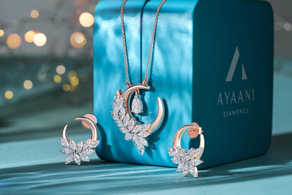 Luxurious diamond jewelry set featuring vibrant sparkle, perfect for festive occasions.