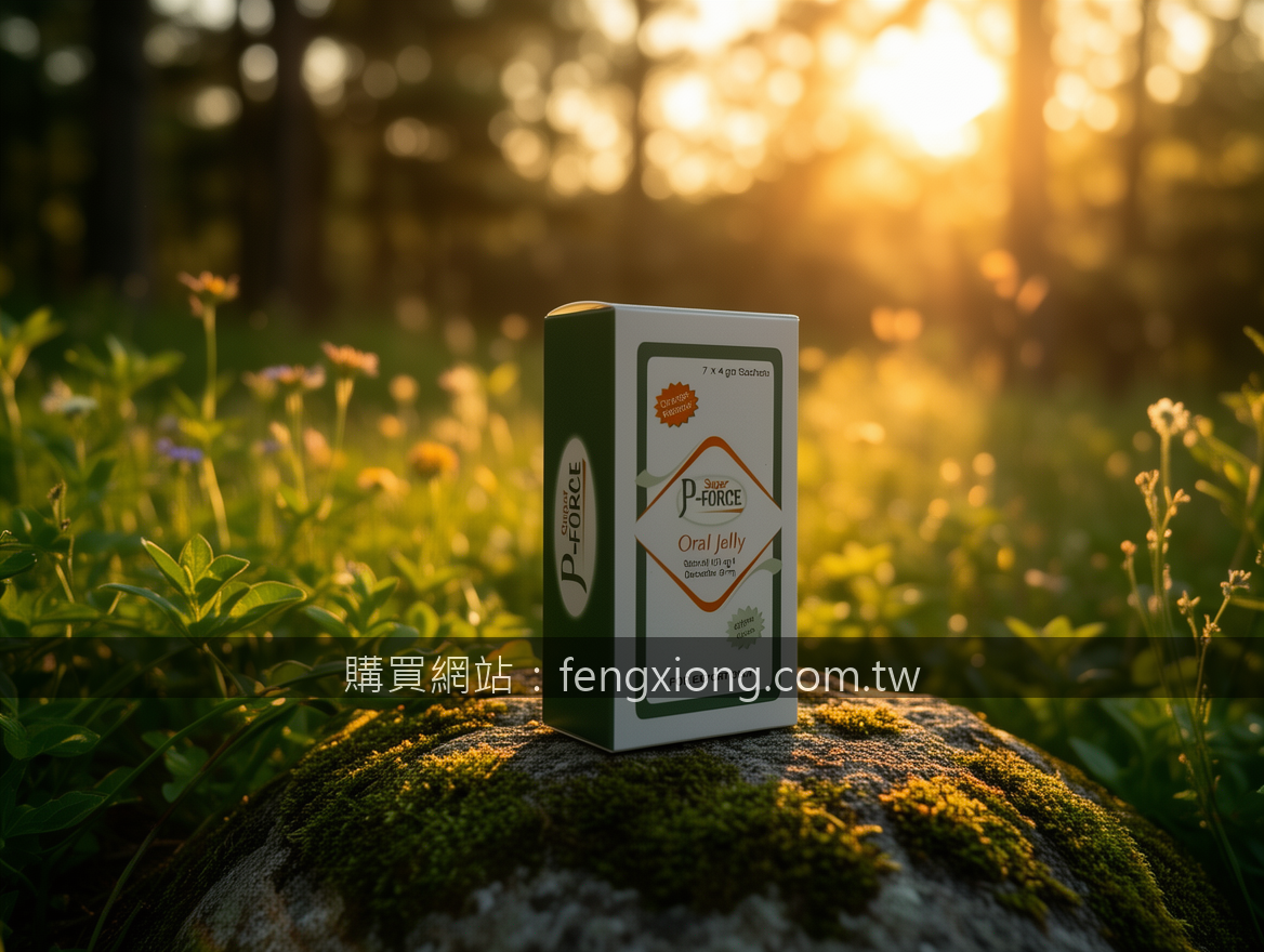 GOLDEN HOUR OUTDOOR with natural bokeh. Place the Super P-FORCE Oral Jelly 7 x 4