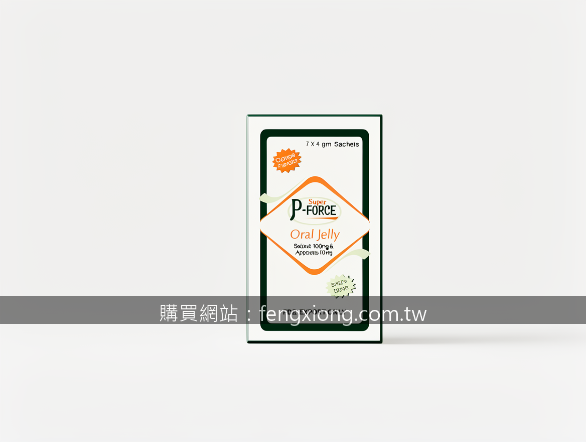 Minimalist product photography. Photograph the Super P-FORCE Oral Jelly 100mg & 